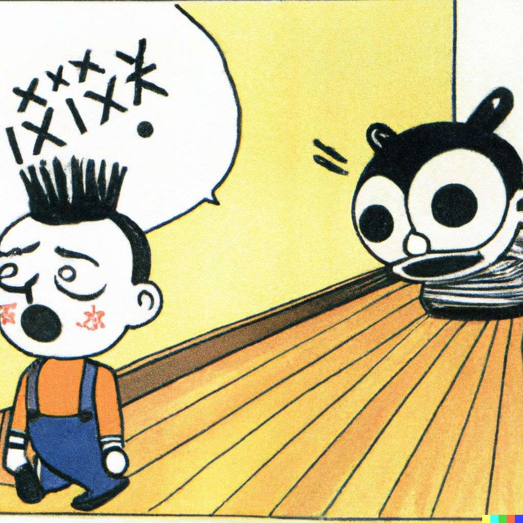a representation of anxiety, cartoon by Osamu Tezuka